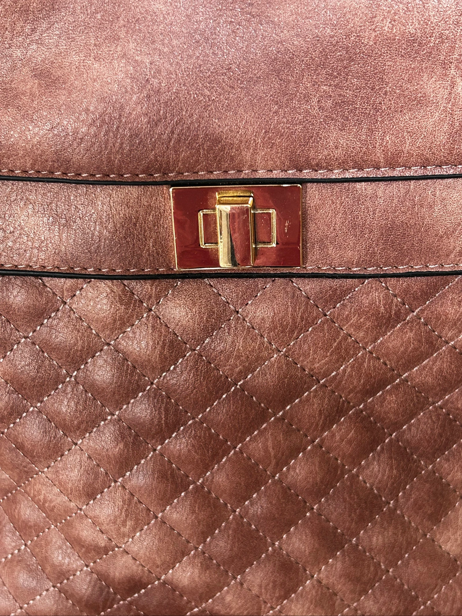 Copper Pink Distressed Leather Shoulder Bag – New Condition – photo 3
